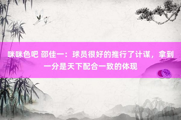 咪咪色吧 邵佳一：球员很好的推行了计谋，拿到一分是天下配合一致的体现