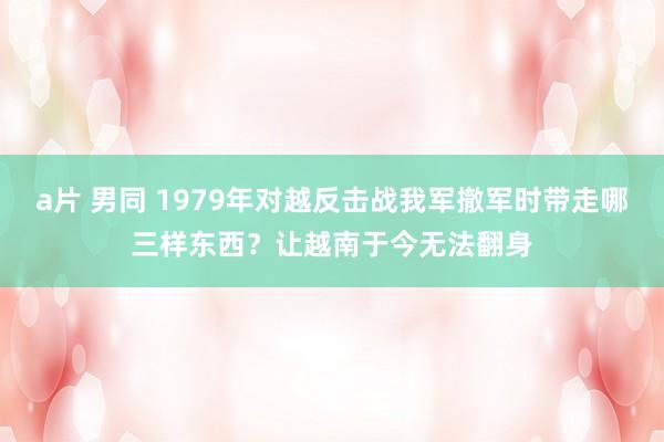 a片 男同 1979年对越反击战我军撤军时带走哪三样东西？让越南于今无法翻身